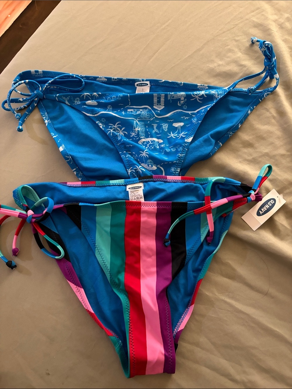 Old Navy Multicolor Vertical Stripe Bikini Bottoms